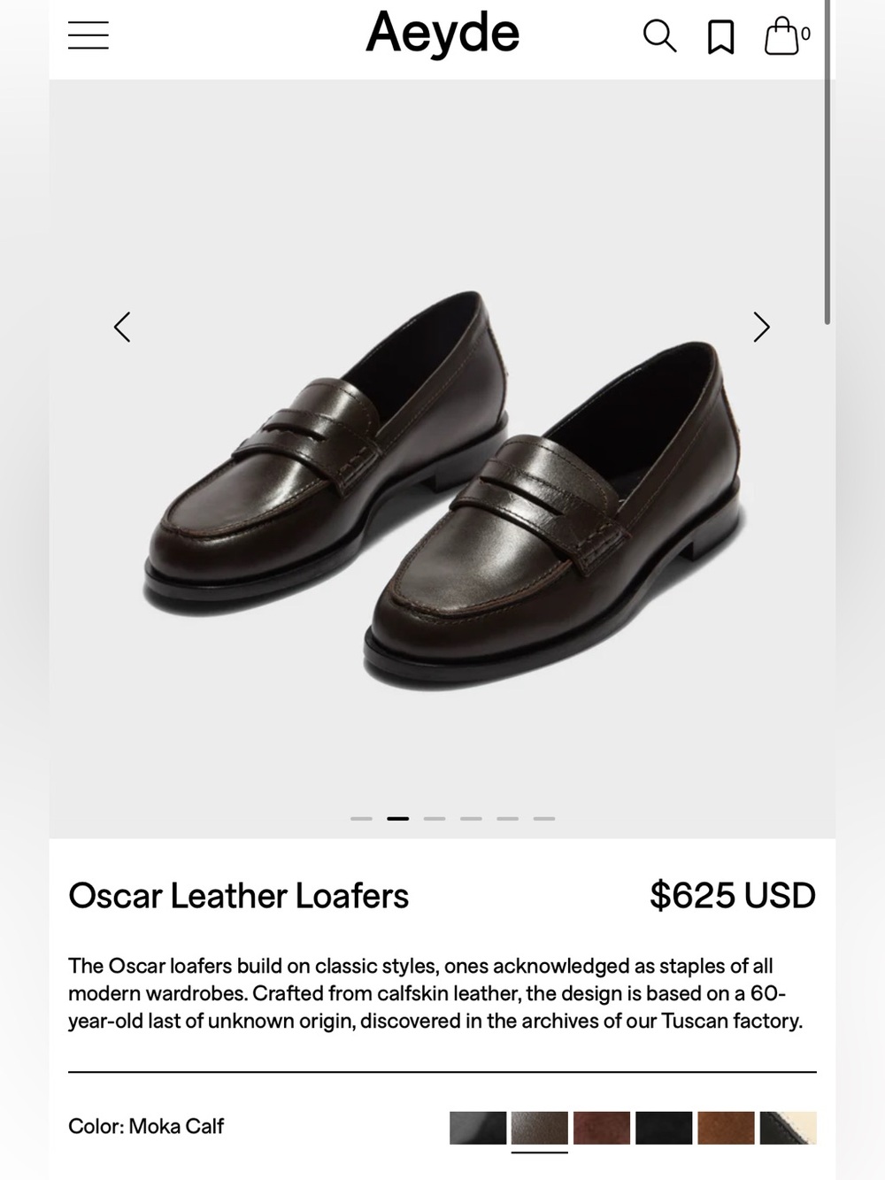 Aeyde Oscar Leather Loafers - Moka Brown Calfskin Leather Flats / Loafers